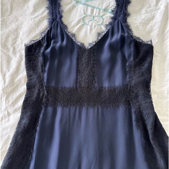 La Ligne Maggie Lace-trimmed Silk-georgette Maxi Dress In Midnight Blue - Picture 4 of 12